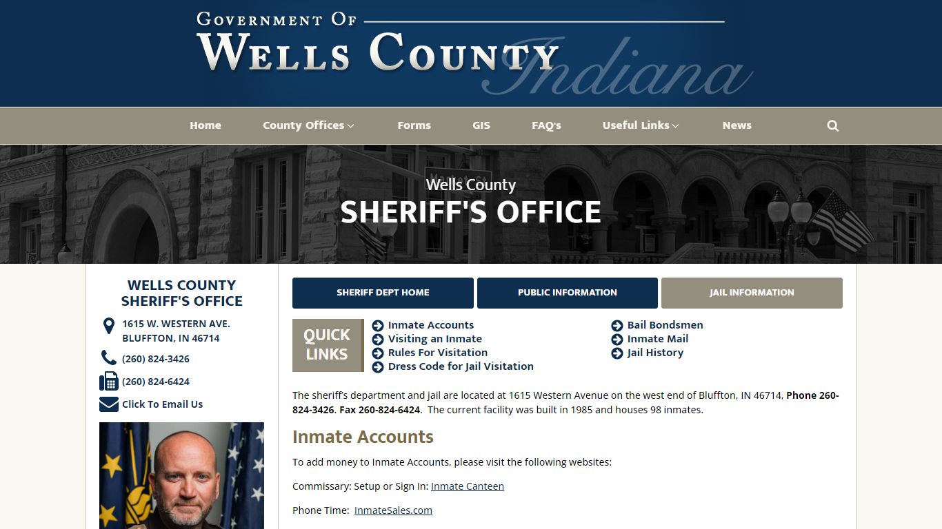 Sheriff's Office - Jail Information - Wells County Indiana