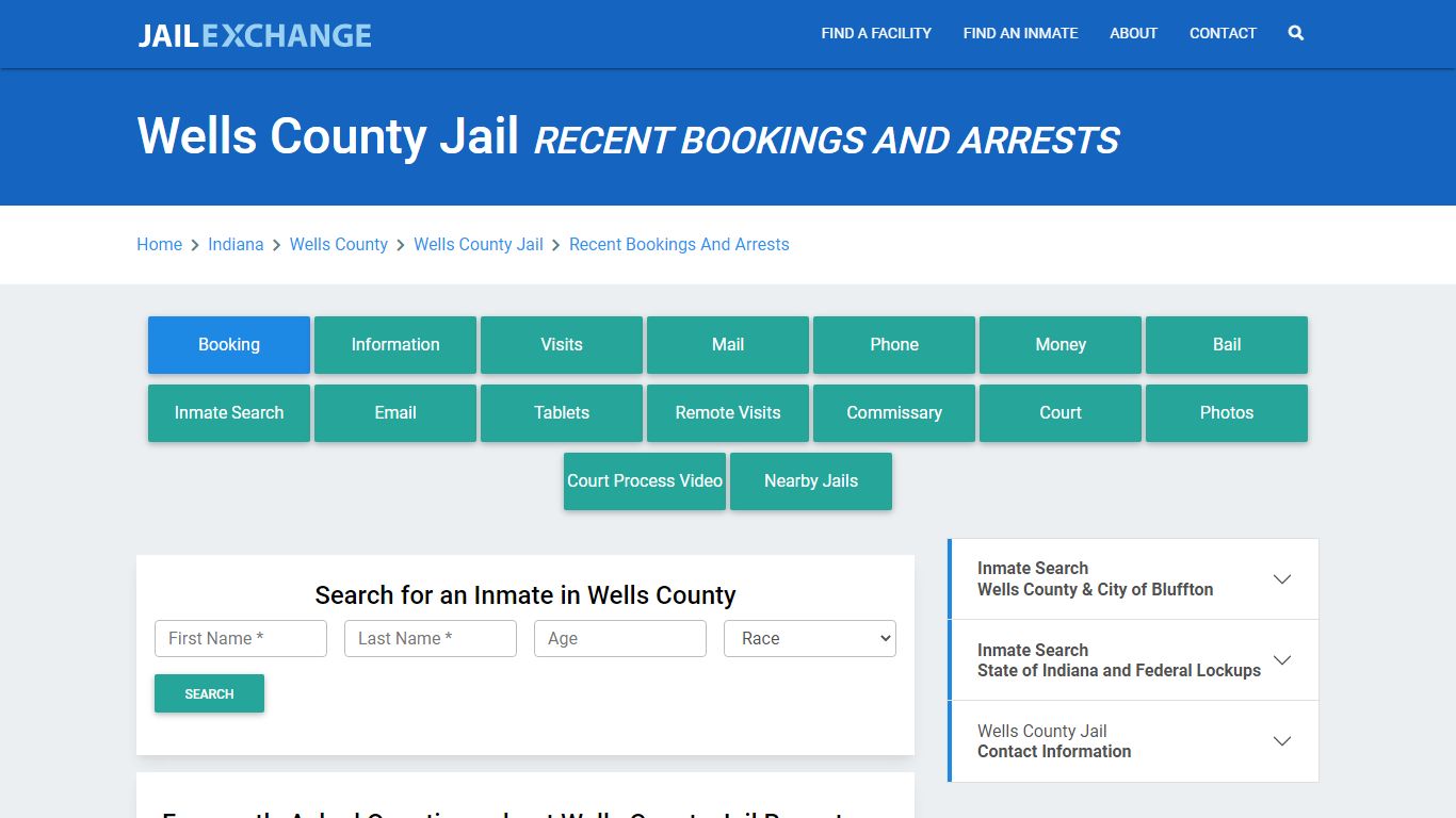 Wells County Jail Recent Bookings And Arrests - Jail Exchange