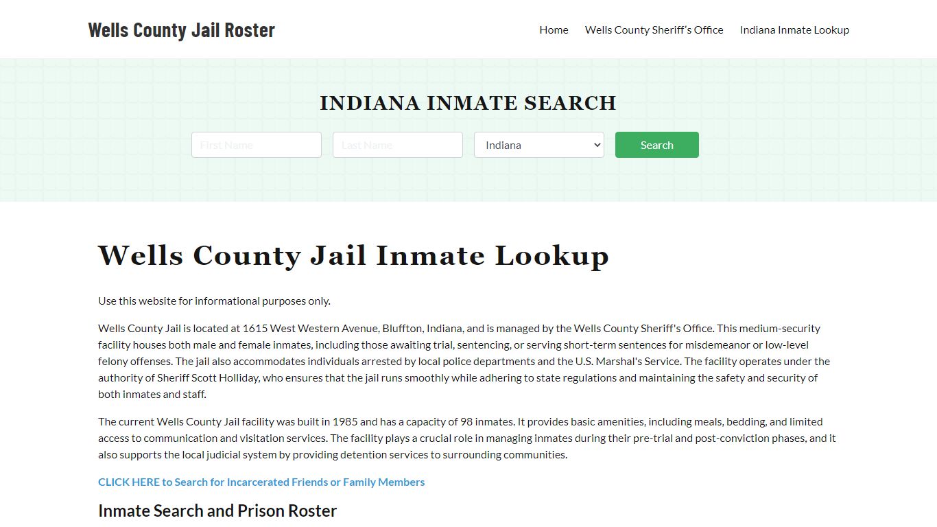 Wells County Jail Roster Lookup, IN, Inmate Search